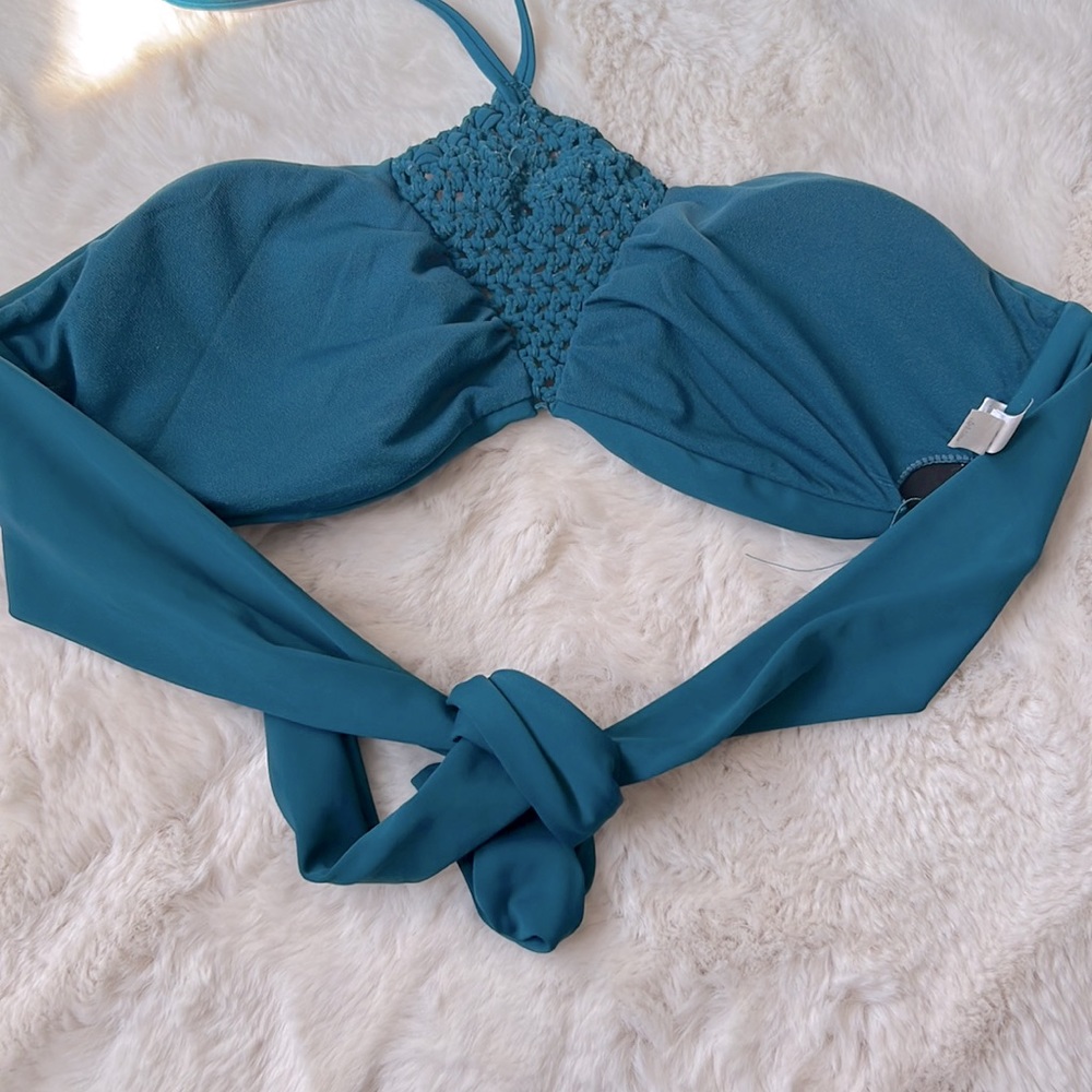 Cape Juby Aeropostale Bandeau Macrame Bikini Top Teal Size Large - Picture 4 of 6